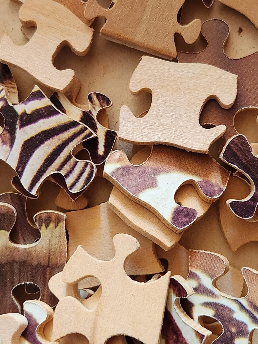 Vintage Wood Zebra Puzzle Ambassador Hand Cut England 200 Piece