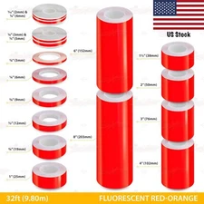 Roll Vinyl Pinstriping Pin Stripe Adhesive Tape Sticker FLUORESCENT RED-ORANGE