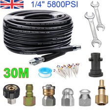 30M High Pressure Drain Jet Washer Hose Drain Pipe Sewer Jetter Kit for Karcher