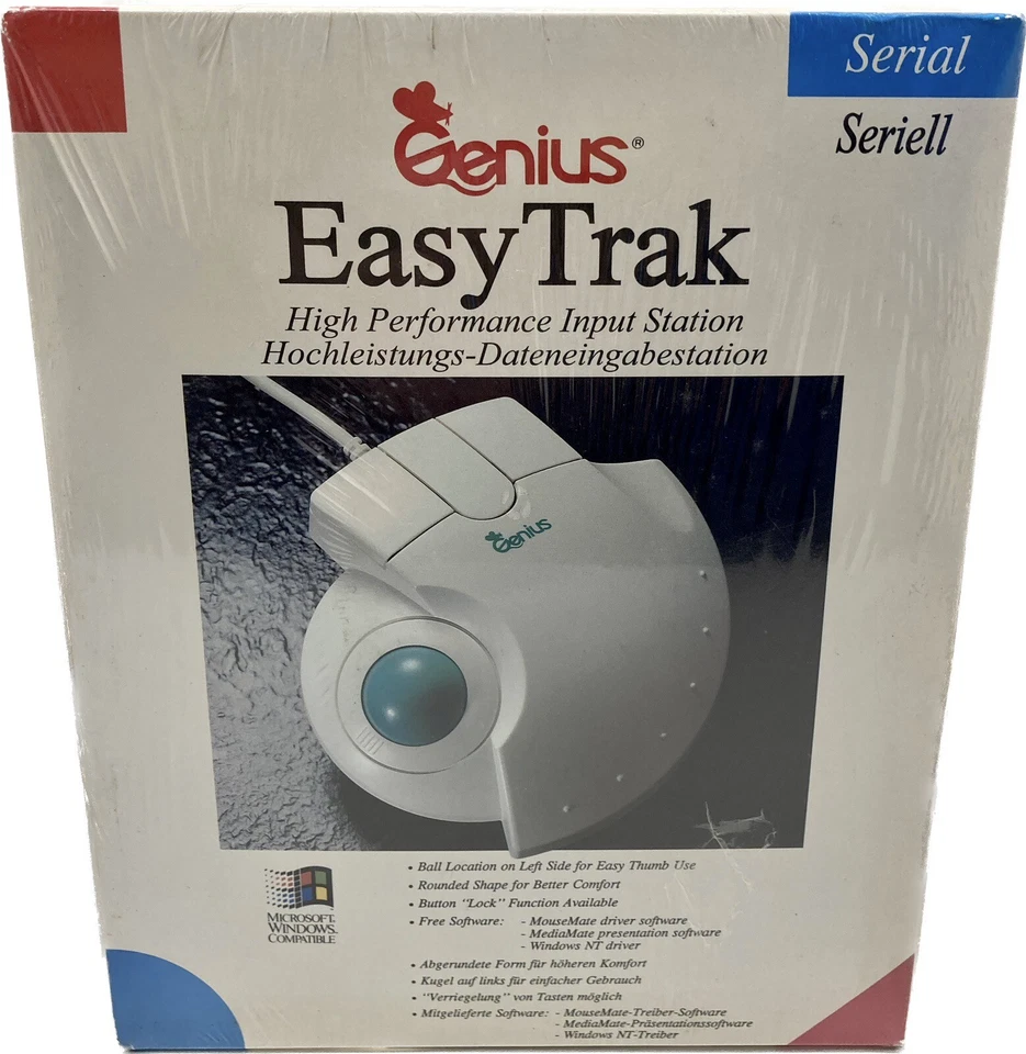 Vintage Genius Easy Trak Serial Mouse PC Trackball Plug And Play With Driver NOS - Image 2 of 4