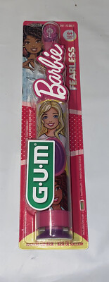 GUM Barbie Kids Power Electric Toothbrush with Travel Cap, Suction Cup Base New