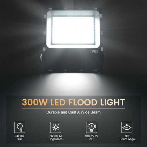 300W LED Flood Light 36000 Lumens Outdoor Security Flood Light Garden Yard Light - Picture 4 of 11