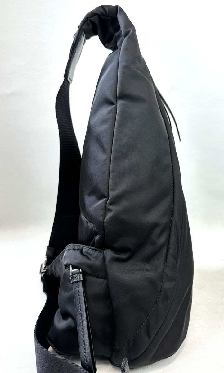 PRADA Black Re Nylon Leather Shoulder Strap Backpack Unisex PRADA Black Re Nylon Leather Shoulder Strap Backpack Unisex