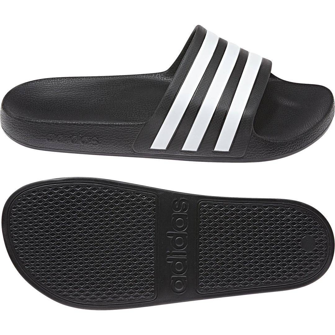 Sandali estivi Adidas Sliders Adilette da uomo bianco e nero UK 7 (adattamento aderente)