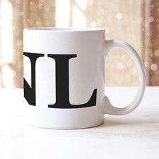 Personalised Coffee Tea Mug BIG INITIALS Blue Pink Black Mens Ladies Decor Gift