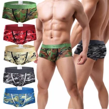 Men’s Low-rise Camouflage Boxer Briefs Shorts Mini Trunks Bulge Pouch Underwear