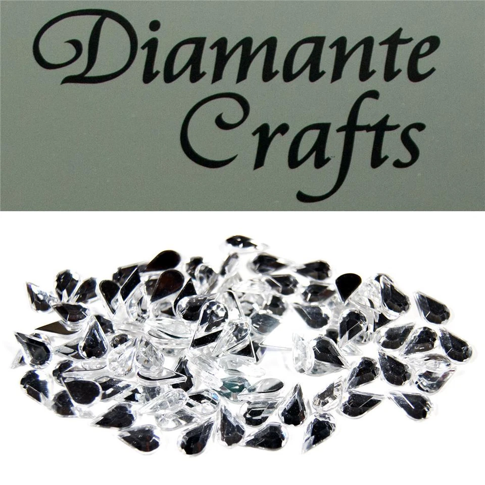 DIAMANTE CRAFTS 150 x 10mm Clear Teardrops Diamante Loose Flat Back Rhinestone Vajazzle Body Gem