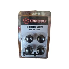 4Pcs Metal Guitar Knobs Dome Control Knobs Black Universal 6mm Potentiometer Cap