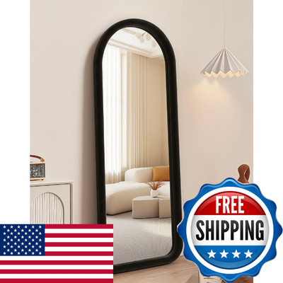 Delma Arched Full Length Mirror Standing Floor Velvet Finish Frame Mirror For