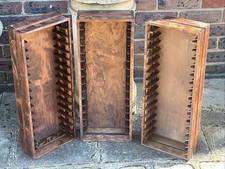 3x Vintage Stained Wooden VHS / Video Storage Rack Tower - Possibly Ikea