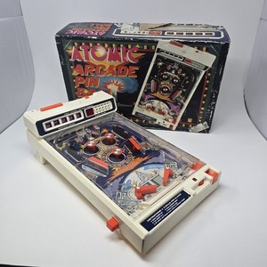 Vintage TOMY Atomic Arcade Tabletop Pinball Game Works w/ Box 1970s