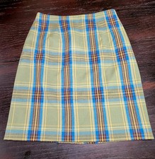 JG Hook Wool Vtg Skirt Sz 6P Green Plaid Pencil Skirt Waist 28" Length 20.5"