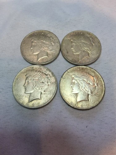 Lot of 4 1927-D Peace SILVER DOLLAR Coin HARD TO FIND