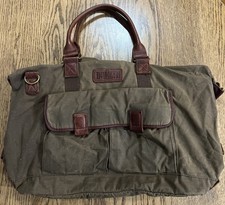 Duluth Trading Company Brown Leather Brown Canvas Tote Bag/Computer/carry on bag