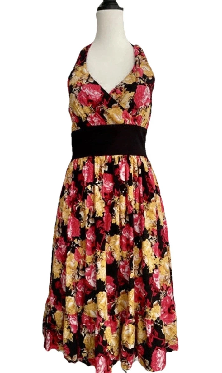 lindy bop halter neck dress Diane Paradise Palm Swing Dress Lindy Bop