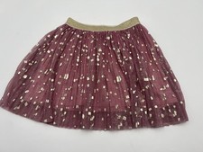Crewcuts Girls Tulle Pleated Tutu Skirt Sz 6-7 Pink Gold glitter Fairy Ballet