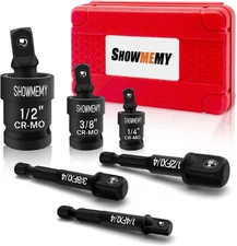 Swivel Socket Set, 3 Pcs Impact Swivel Socket Set with 3 Pcs Impact Socket Adapt
