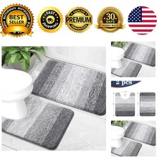 Microfiber Bathroom Rug Set 2 Piece Soft Absorbent Bath Mats Grey