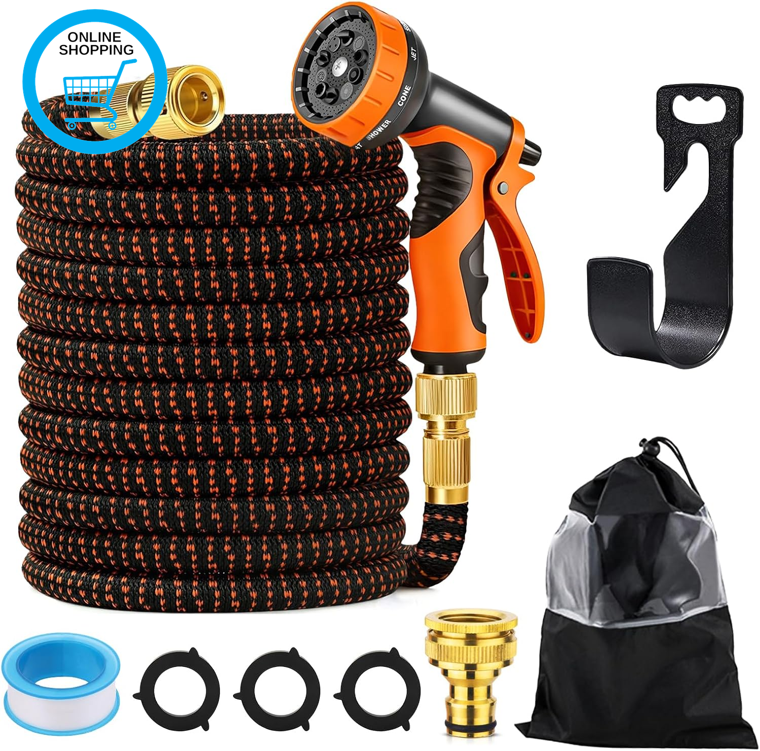 Expandable Garden Hose 22.5M/75Ft with 10-Function Spray Gun,No Kink Flexible Wa