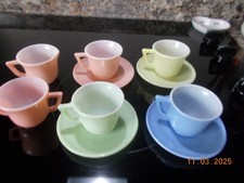 10 Piece Vintage Hazel Atlas unmarked Little Hostess Pastel Colors Tea Set