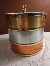 Vintage Mid Century Shelton Ware Gold, Silver, Copper Insulated Ice Bucket
