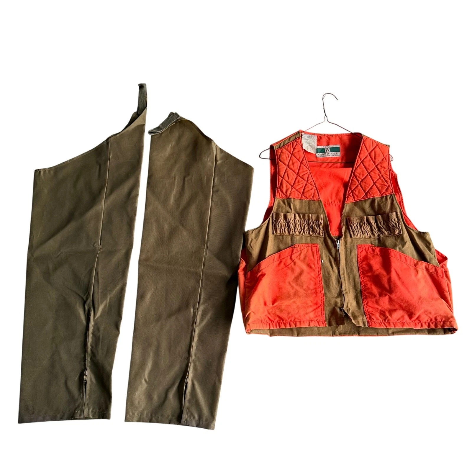 Vintage Game Winner Hunting Vest w/ Leg Sleeves Chaps Nylon Waterproof One Size