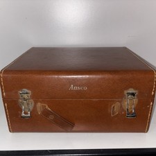 Vtg Ansco Camera Case Brown Leather Red Interior Presto Lock Latches Made In USA