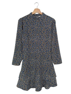 DOROTHY PERKINS Langarmkleid Damen Kleid Gr. DE 34 schwarz-blau-weiß Casual-Look