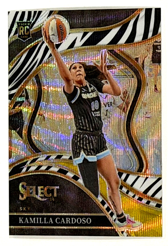 2024 PANINI WNBA SELECT KAMILLA CARDOSO ROOKIE CARD RC COURTSIDE ZEBRA PRIZM