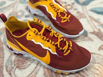 Nike React Element 55 USC Trojans NCAA Sneakers Red Yellow CK4853-600 Sz 6 Mens