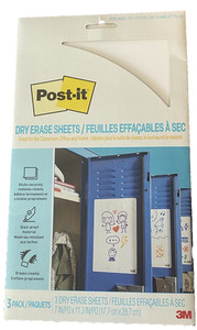 Post-it Dry Erase 2 Sheets 7" x 11.3" Peel & Stick Create a Whiteboard 1 Missing
