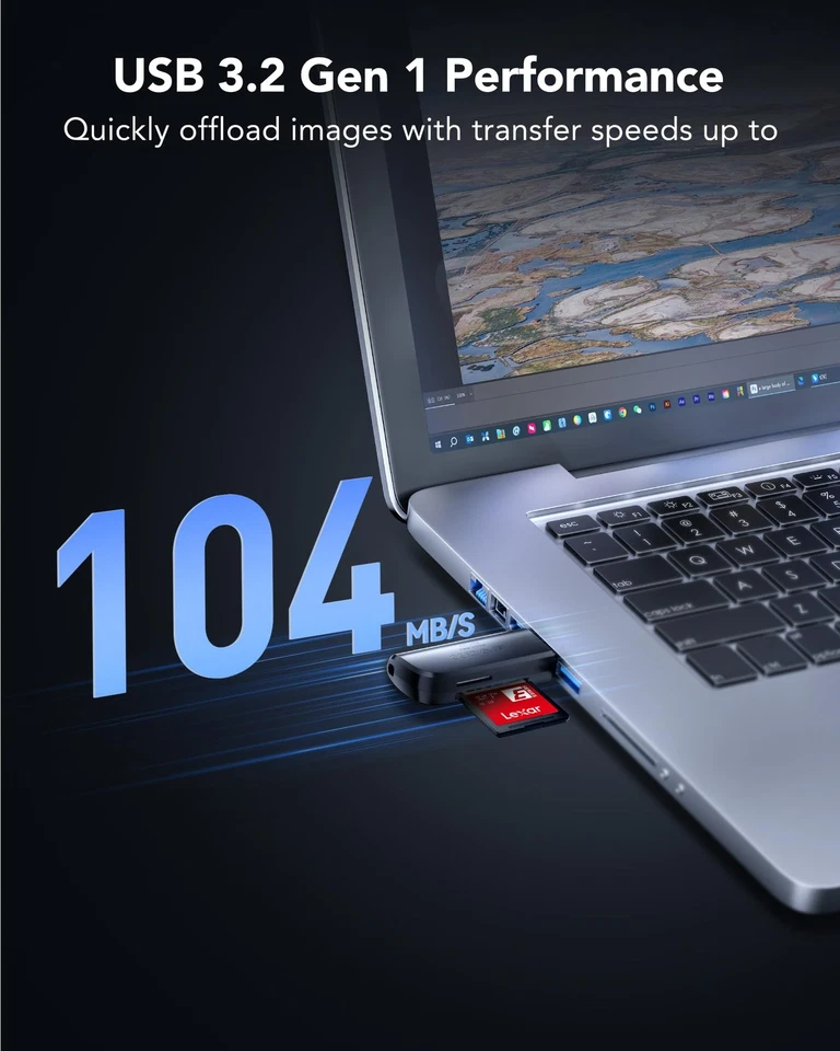 Dual Slot USB 3.2 Gen 1 SD/MicroSD Card Reader Adapter for PC/Laptop/Tablet - Image 3 of 4