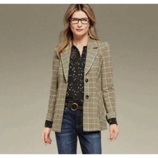 Cabi Pastime Houndstooth Plaid Blazer Size 4 Stretch Ponte Knit NEW