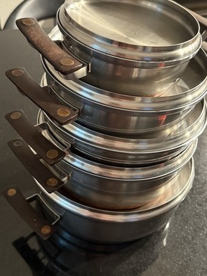 Presto Pride 1960s 18-8 Stainless Steel Copper Clad Pans With Lids