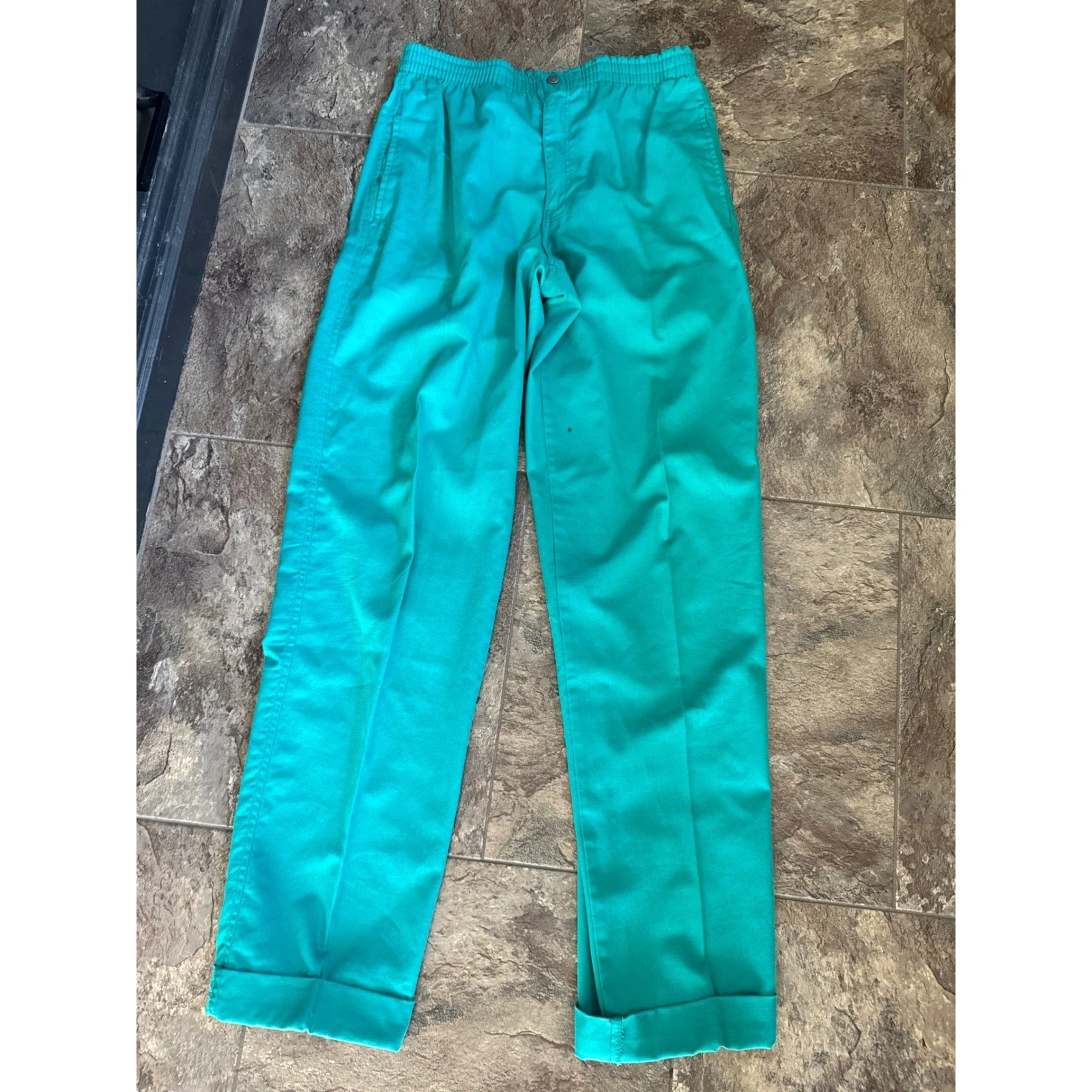 Vintage 80s/90s Calvin Klein Mens Green Pants Elastic Size 29 Made in USA