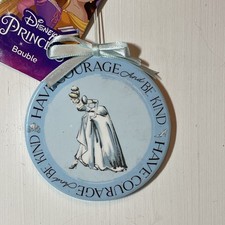 DISNEY PRINCESS CINDERELLA CHRISTMAS CHINA DISC ORNAMENT BAUBLE BNWT