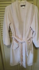 STAN HERMAN PLUSH Light PINK below knee-length Wrap Robe LARGE Pockets S/M SOFT