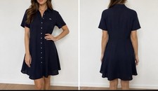 Lacoste Damen Hemdblusenkleid M/L blau kurz K...