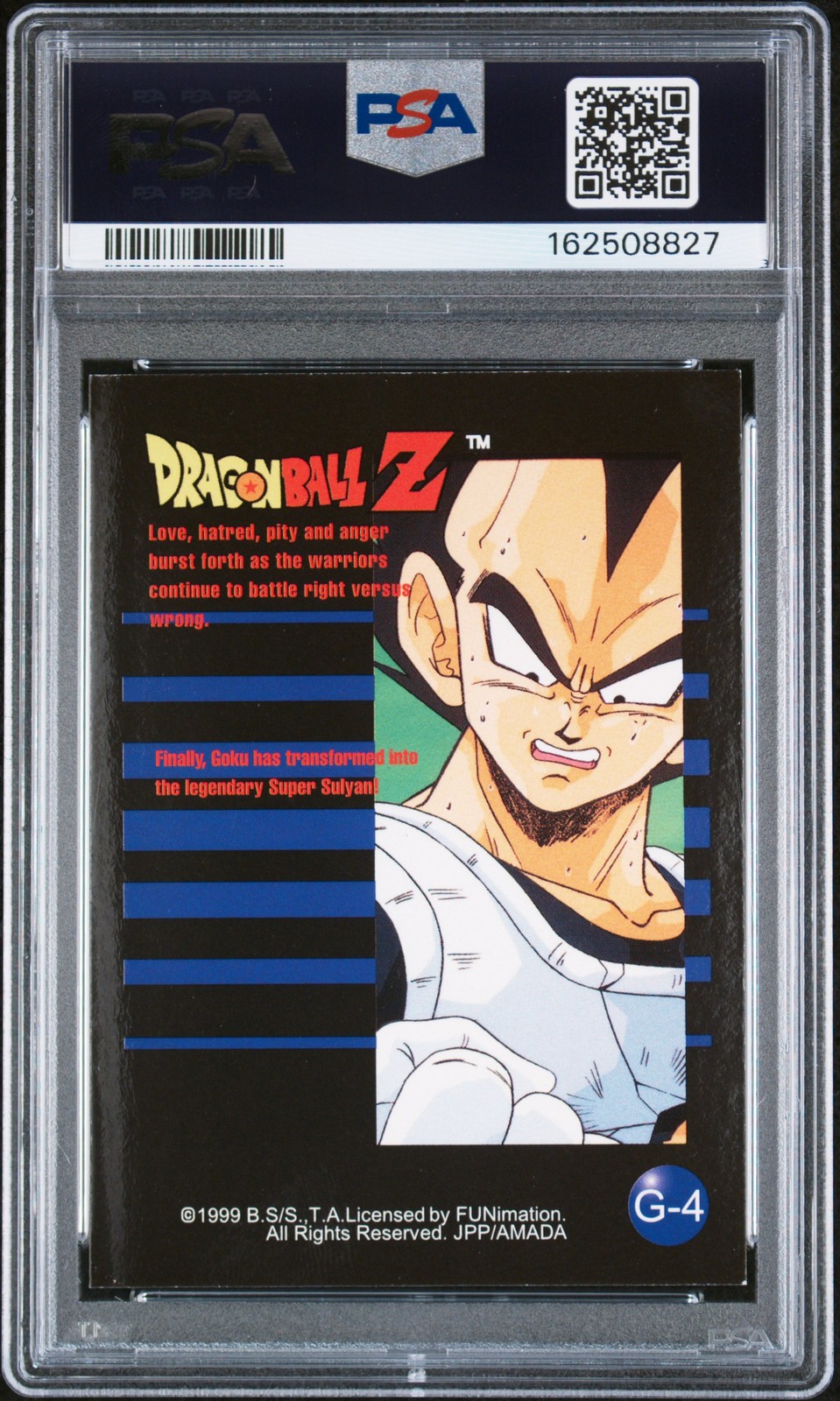 1999 DRAGON BALL Z SILVER PRIZM SET #G-4 FINALLY, GOKU HAS TRANSFORMED... PSA 3 view 2