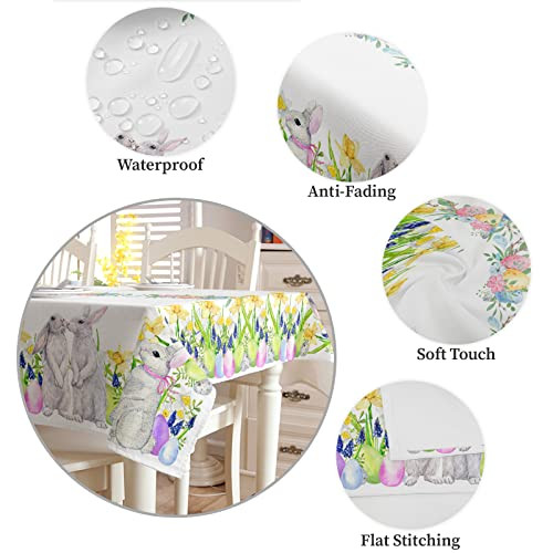Easter Tablecloth Bunny Eggs Flowers Waterproof Oil-Proof Table Cloth Spring - Picture 6 of 8