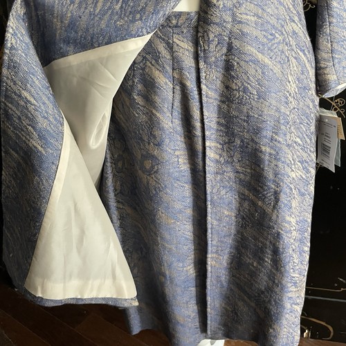 Vintage Harve Bernard Skirt Suit Women Size 12 Blue Gold Blazer 100% Linen Dress - Picture 7 of 24