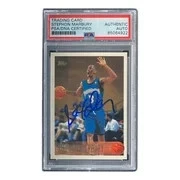 Подписанная карточка дебютанта Стефона Марбери 1996 Topps No177 Timberwolves PSA/DNA - Изображение 3 из 4