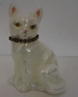 Fenton Opalescent Iridescent Cat Figurine with Stone Collar Signed 4"