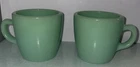 Pair Vintage Fire-King Jadeite C Handle Mugs Oven Ware Mold #15 Anchor Hocking