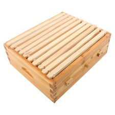 10 Frame Bee Hive Beeswax Coated Fir Wood Bee Hives Starter Kit W/ Foundations