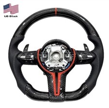 Bmw E90 E92 E93 F32 F44 Carbon Fiber Steering Wheel  Custom Red Trim