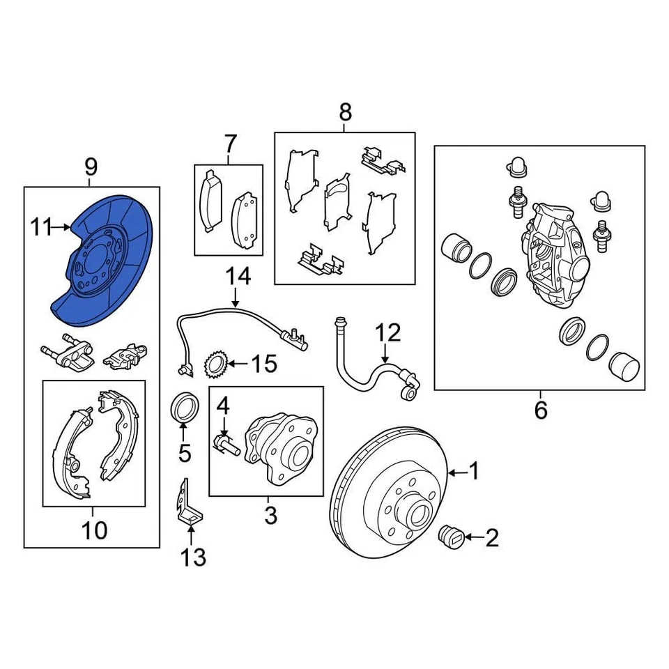 For Nissan Maxima 2009-2014 Nissan 44030EG010 Rear Left Brake Backing Plate Foto 2 de 4