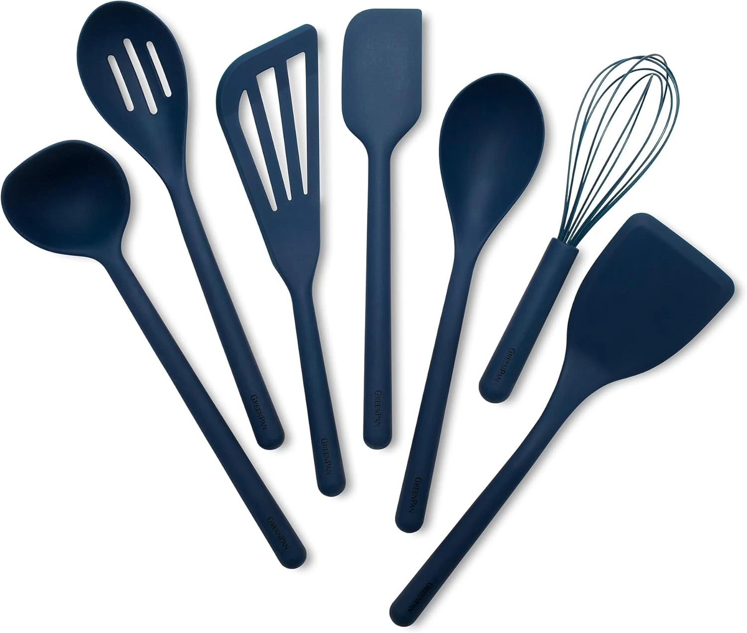 Silicone 7 Piece Cooking Utensil Set Ladle Turners Spatula Spoons Whisk Flexible