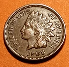 ■ 1908 INDIAN PENNY ONE CENT ☐ XF