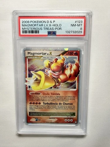 2008 POKEMON D & P MAGMORTAR LV.X MYSTERIOUS TREASURES #123 PORT.-HOLO PSA 8